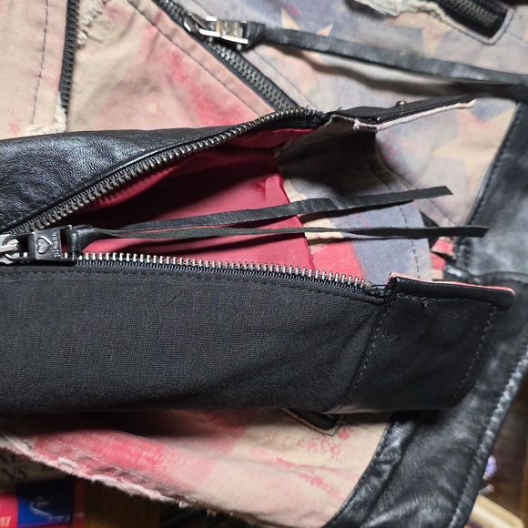 Please Cropped American Flag Mixed Media Jacket, Size Medium - Picture 7 of 13